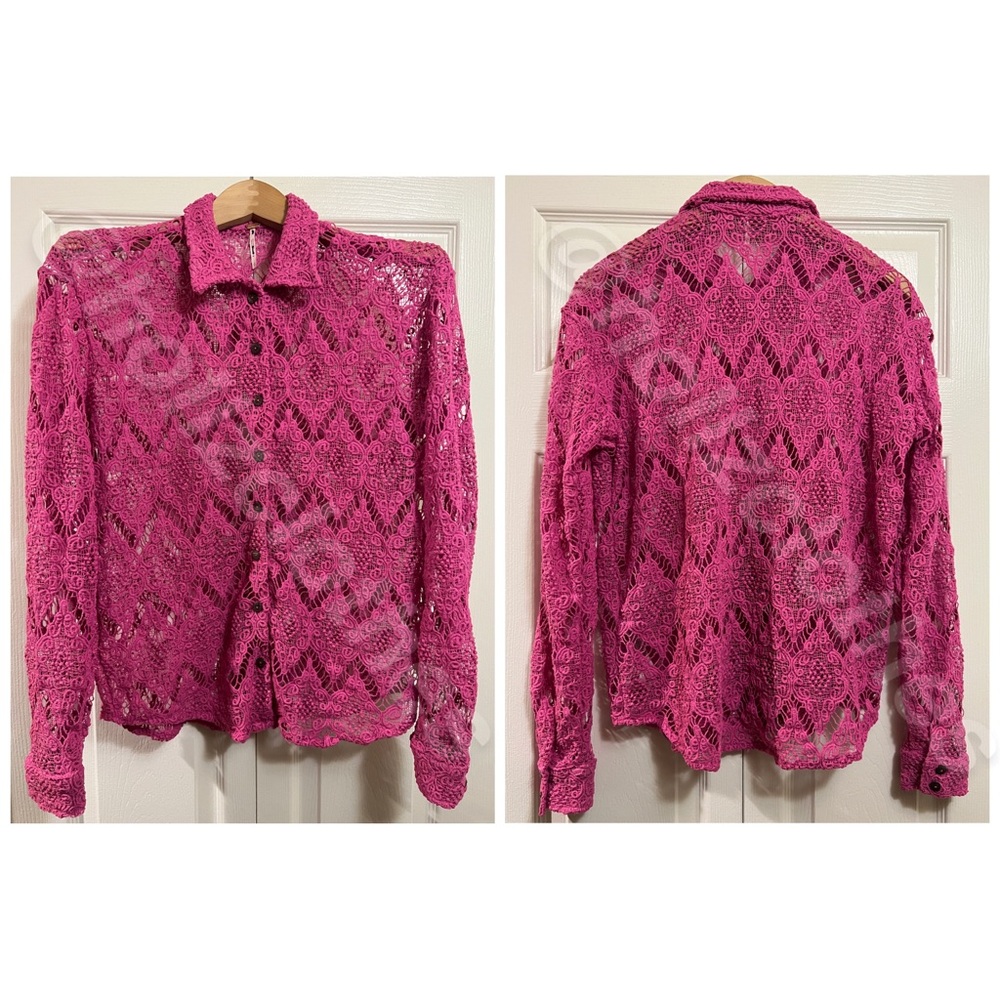 Free People NWOT Until Sundown Lace Button Down Shirt S - Picture 4 of 15